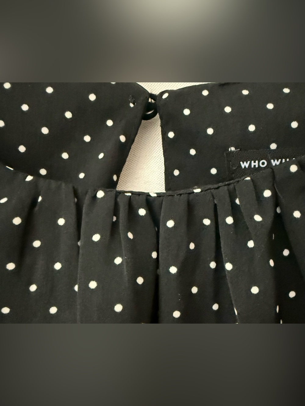 Who What Wear Polka Dot Blouse XXL Black White Long Sleeve Top - Picture 5 of 6